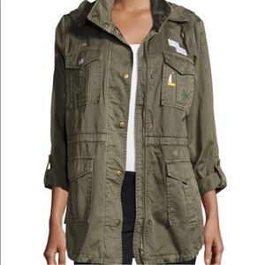 Joie Iban patchwork cotton utility jacket in olive green Size Size XS